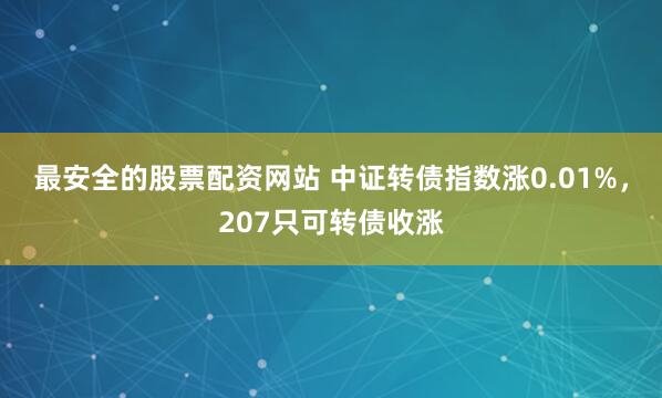 最安全的股票配资网站 中证转债指数涨0.01%，207只可转债收涨